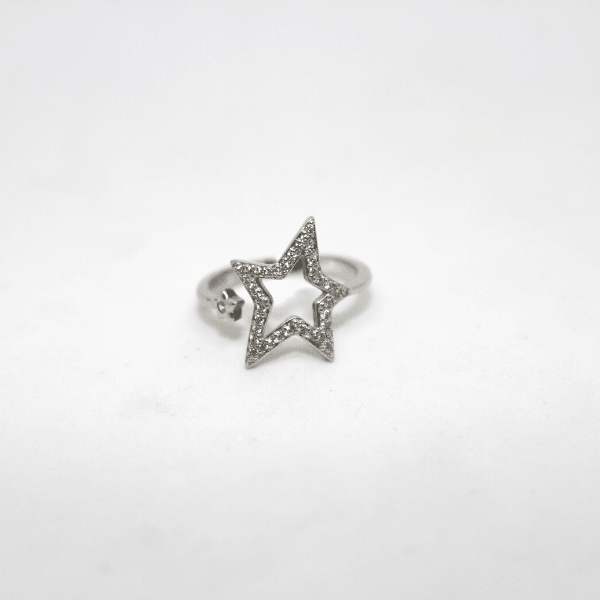 Anello a stella in argento rodiato con zirconi Gioielleria Mele