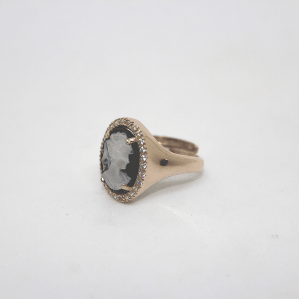 Anello con cammeo argento 925% e doratura rosa Gioielleria Mele