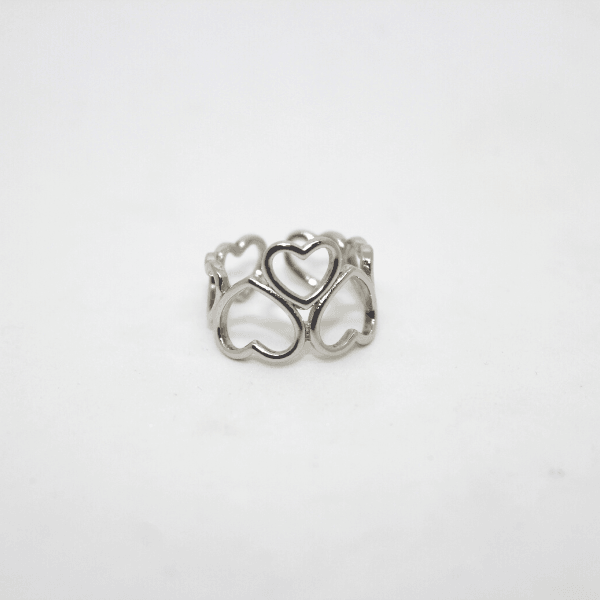 Anello con cuori filiformi argento rodiato 925% Gioielleria Mele