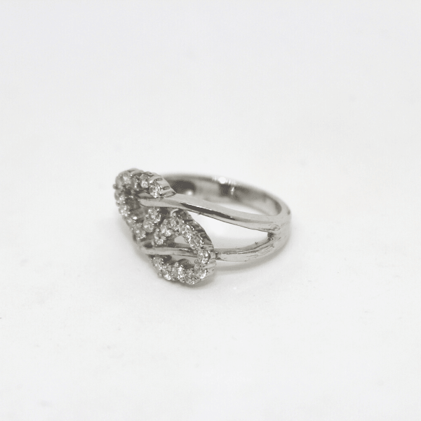Anello cuori in argento rodiato 925% con zirconi Gioielleria Mele