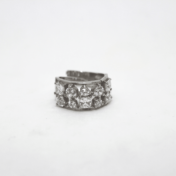 Anello riviera argento rodiato 925% con zirconi e fantasia Gioielleria Mele
