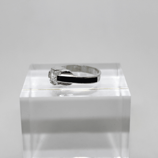 Anello solitario argento bianco con zircone carè 925% Gioielleria Mele