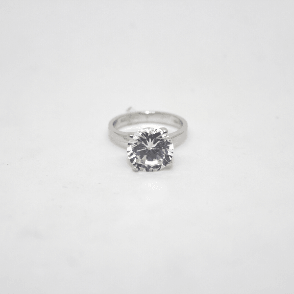 Anello solitario modello valentino argento rodiato con zircone taglio brillante Gioielleria Mele