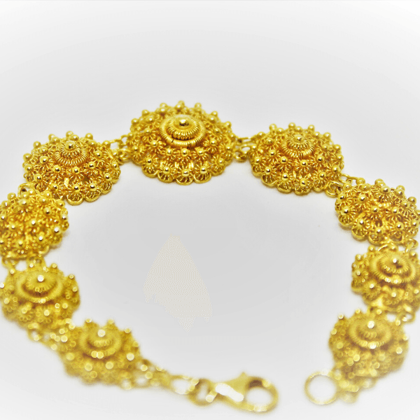 Bracciale a bottoni a nido d’ape, argento, doratura gialla Gioielleria Mele