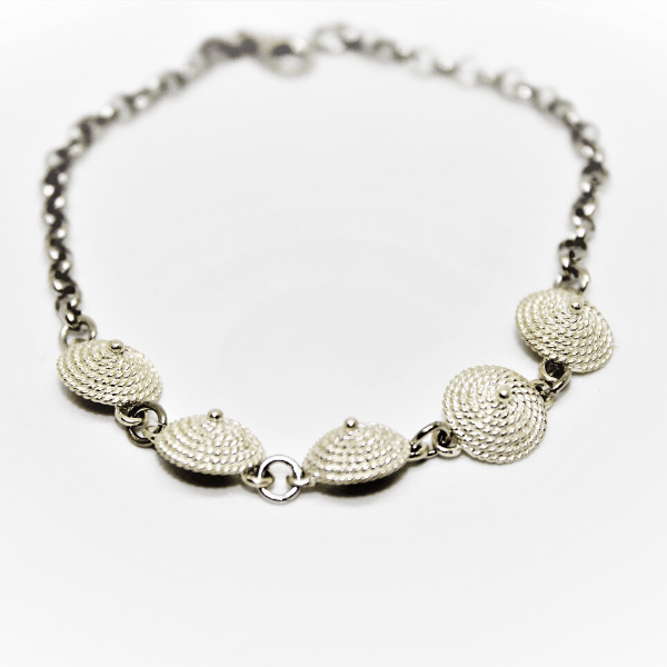 Bracciale a corbule in filigrana sarda, argento bianco Gioielleria Mele