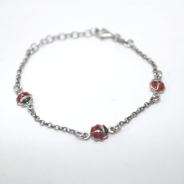 Bracciale con coccinelle in argento rodiato 925% Gioielleria Mele