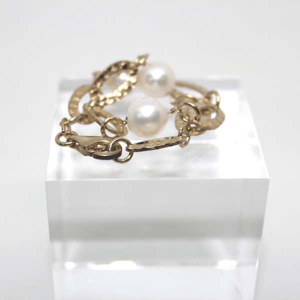 Bracciale dorato con perle coltivate Gioielleria Mele