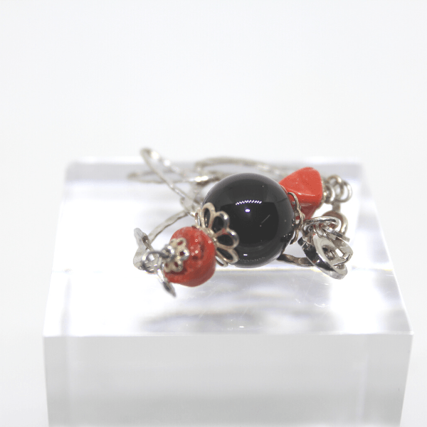 Bracciale in coralli e onice, argento bianco Gioielleria Mele