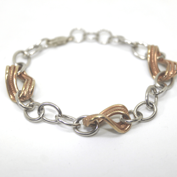 Bracciale in oro rosa e argento bianco Gioielleria Mele