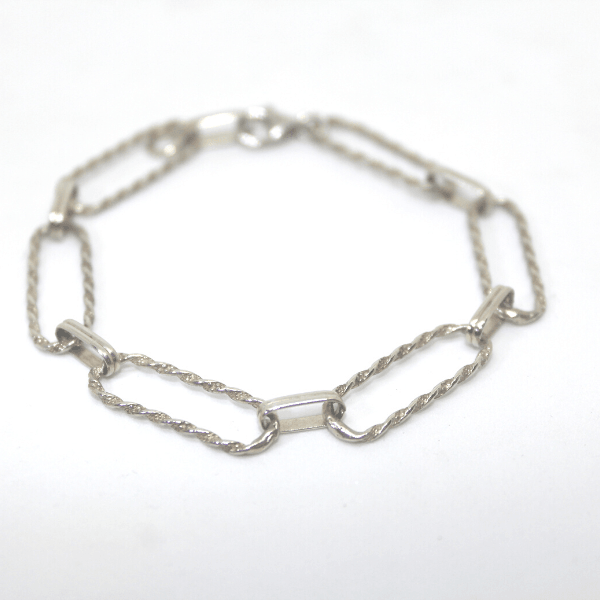 Bracciale maglia a filo ritorto in argento bianco Gioielleria Mele