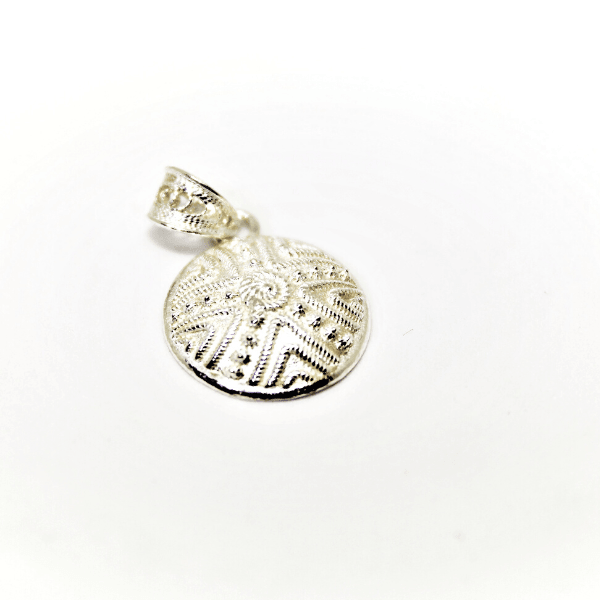 Ciondolo argento bianco sa pintadera in filigrana sarda Gioielleria Mele
