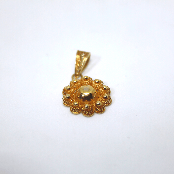 Ciondolo argento dorato bottone in filigrana sarda a nido d'ape Gioielleria Mele