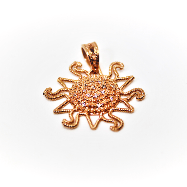 Pink silver pendant with Sardinian filigree zircons – Gioielleria Mele