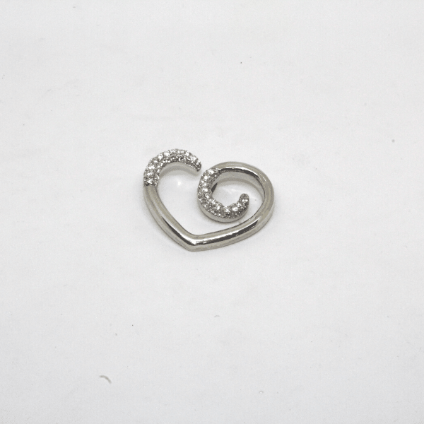 Ciondolo cuore argento rodiato con zirconi montati a pave Gioielleria Mele