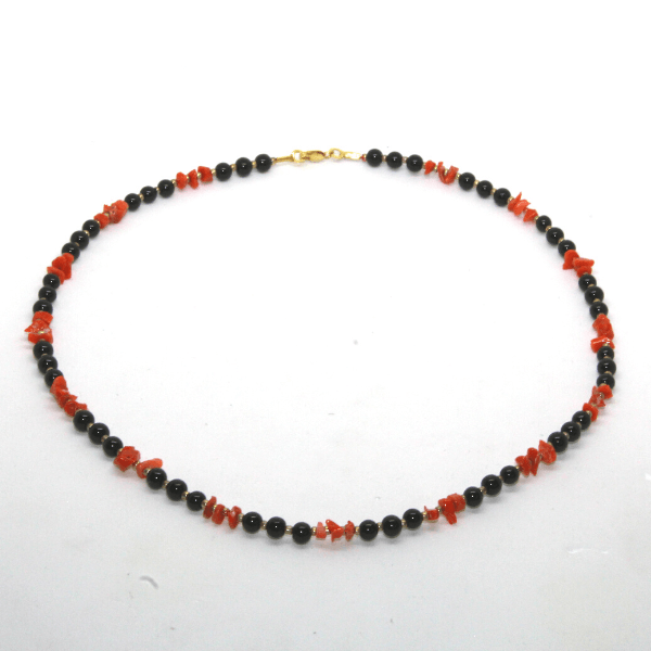 Collana in onice e corallo murrine in oro Gioielleria Mele