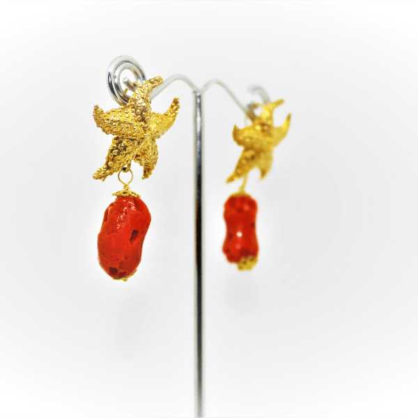 Sardinian filigree earrings, microgranulated stars with Sardinian