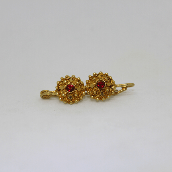 Sardinian filigree brooch with two buttons and rhinestones, gilt