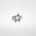 Anello a stella in argento rodiato  con zirconi Gioielleria Mele