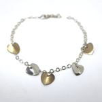 Bracciale con cuori rodiati e dorati argento in bianco Gioielleria Mele