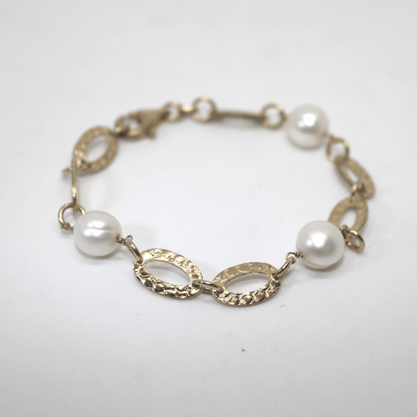 Bracciale dorato con perle coltivate Gioielleria Mele