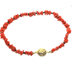 Collana di corallo grezzo con granatine in argento dorato Gioielleria Mele