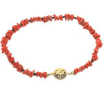 Collana di corallo grezzo con granatine in argento dorato Gioielleria Mele