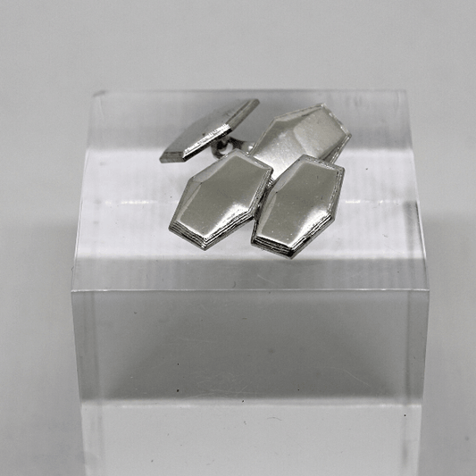 Gemelli esagonali con incisione nel perimetro, argento Gioielleria Mele