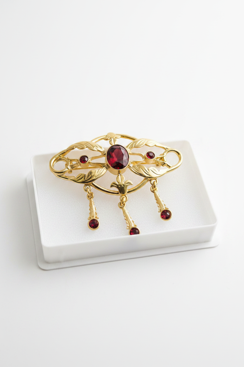 Gioielleria Mele Spilla sa broscia, con strass celesti, argento dorato Gioielleria Mele
